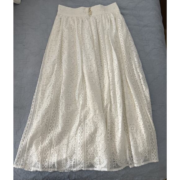 NWT La Maille Sezane Eugenie in Ecru White Embroidered Midi Skirt Sz Fr 36 US 4 - Picture 5 of 9